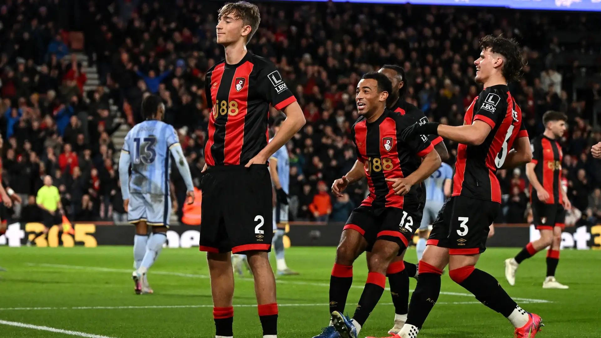 Dean Huijsen celebrates for Bournemouth.